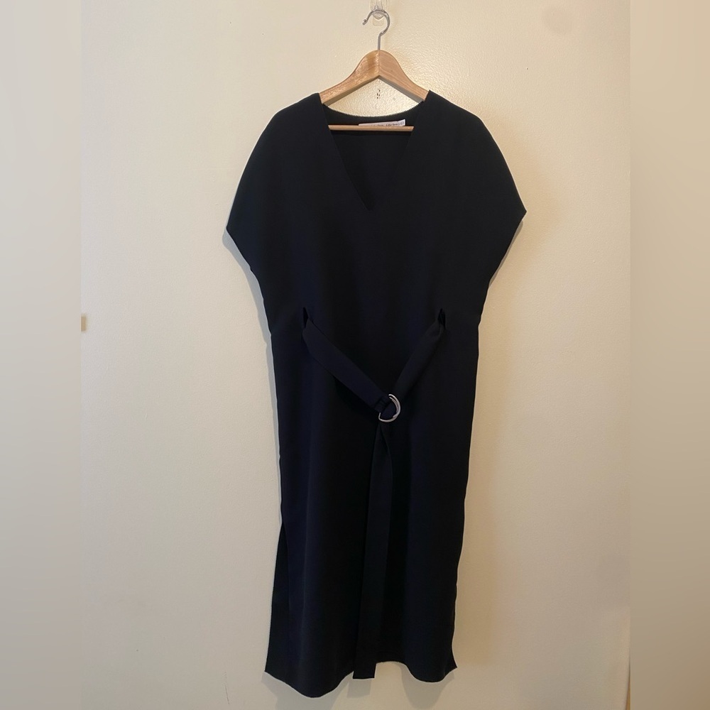 & Other Stories Black Midi Slit Dress with Belt. Size 8